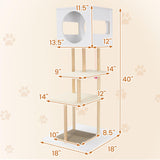 Tangkula 40 Inches Minimalist Wood Cat Tower with Rubber Wood Posts