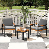 Tangkula 3 Piece Patio Furniture Set Outdoor Conversation Set with Coffee Table
