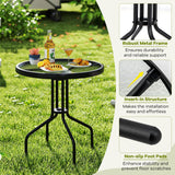 Tangkula 27.5 Inches Patio Round Glass Dining Table with 1.57" Umbrella Hole