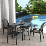 Tangkula 32-Inch Patio Dining Table for 4, Outdoor Dining Table w/Powder-Coated Metal Frame