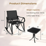 Tangkula 3 Piece Patio Rocking Set