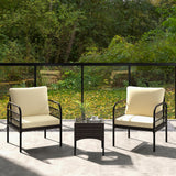 Tangkula 3 Pieces Patio Wicker Furniture Set, Outdoor Conversation Bistro Set