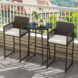 Tangkula 3 Piece Patio Bar Set for Backyard Poolside Porch