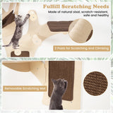 Tangkula Cat Wall Shelves 4-Layer Wall-Mounted Cat Tree with Sisal Scratching Mat