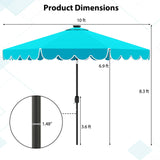 Tangkula 10FT Solar LED Patio Umbrella 2-Tiers Scalloped Outdoor Table Market Umbrella