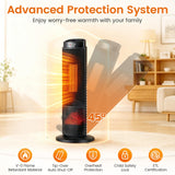Tangkula 24” 1500W PTC Ceramic Tower Space Heater with 7-Color Flame | Adjustable Thermostat