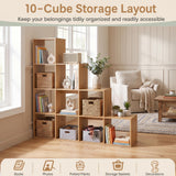 Tangkula 51.5" W 4-Tier Stepped Bookcase | 10-Cube Ladder Bookshelf