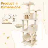 Tangkula 66 Inch Tall Cat Tree Multi-Level Cat Tower with Sisal Scratching Posts