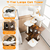 Tangkula Modern Wood Cat Tree, 69-Inch Cat Tower with Multi-Layer Platform, Cat Activity Tree with Sisal Rope Scratching Posts