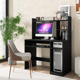 Tangkula White Desk with Hutch, Home Office Desk with Keyboard Tray
