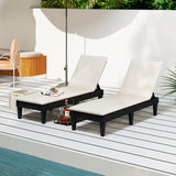 Tangkula Patio Lounge Chair with Cushion, Rattan Textured Chaise Lounger for Poolside, Backyard, Porch