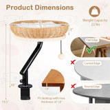 Tangkula Cat Desk Bed 360° Rotatable Rattan Desk Cat Bed Attachment