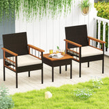 Tangkula 3 Piece Outdoor Wicker Conversation Furniture Set