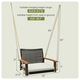 Tangkula 1-Person Rattan Porch Swing with Cushion