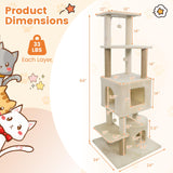 Tangkula 64 Inch Tall Cat Tree Multi-Level Cat Tower with 2 Large Condos