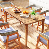 Tangkula Rectangular Outdoor Dining Table with Slatted Tabletop