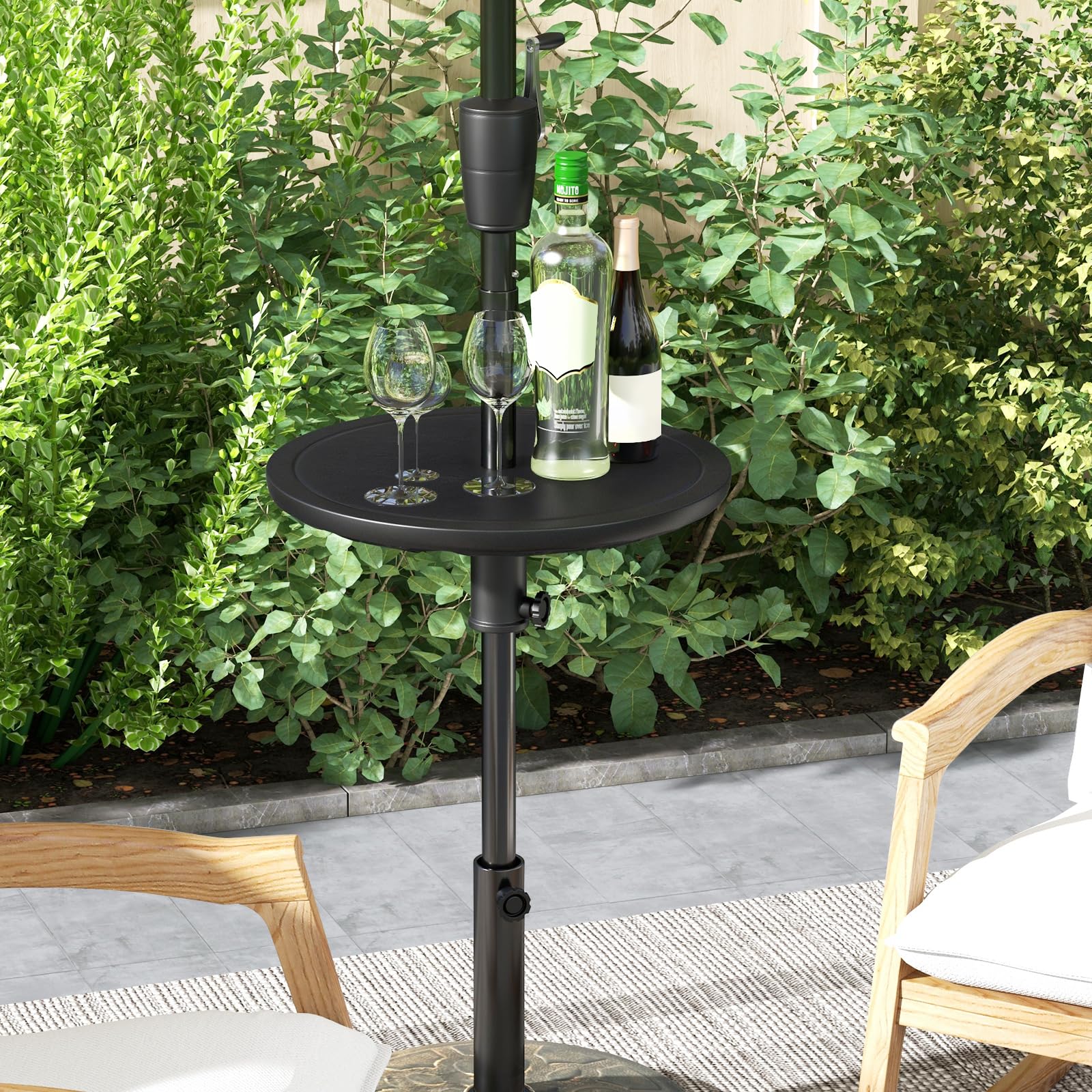 Tangkula 20” Outdoor Adjustable Umbrella Table, Round Umbrella Table T – tangkula