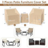 Tangkula Patio Furniture Covers 3 Piece Set