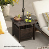 Tangkula Outdoor Side Table with 1.93" Umbrella Hole