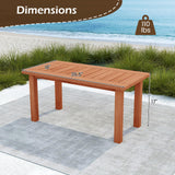 Tangkula Outdoor Coffee Table with Slatted Tabletop
