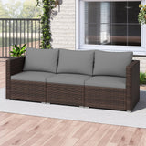 Tangkula 3 Pieces Patio Sectional Sofa Set with Soft Cushions