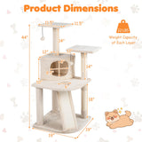 Tangkula 44” Cat Tree Multi-Level Cat Tower with Top Perches & Cozy Condo