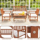 Tangkula 4/8-Piece Acacia Wood Patio Conversation Set