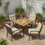 Tangkula 37" Square Wood Patio Dining Table for 4