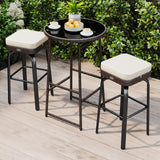 Tangkula 3 Pieces Outdoor Swivel Bar Set