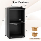 Tangkula Rolling Podium Stand, Mobile Lectern Stand with 2 Shelves & Lockable Wheels