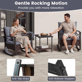 Tangkula 3 Pieces Outdoor Rocking Chairs Set Rattan Heavy Duty Cushioned Rocker Chairs