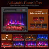 Tangkula 18 Inch Electric Fireplace Heater with 7-Color Dimmable Flame