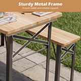 Tangkula 3 Piece Folding Picnic Table with 2 Benches