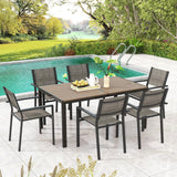 Tangkula Outdoor Rectangle Dining Table, 59” x 35” Large Outside Table with Metal Legs