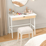 Tangkula Small White Desk with Drawer, Small Space Writing Study Desk
