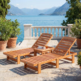 Tangkula Solid Wood Patio Chaise Lounge with 5-Level Adjustable Backrest (1/2)