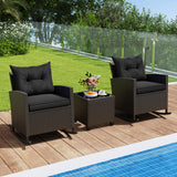 Tangkula 3 Piece Wicker Rocking Set for Backyard