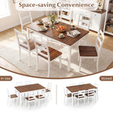 Tangkula Solid Wood Dining Table Set for 6 w/Rubber Wood Legs
