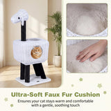 Tangkula 43 Inch Sheep-Shaped Cute Cat Tower with 2-Cave Large Wicker Condo