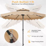 Tangkula 9.5/10.5 FT Solar Patio Umbrella with 24 LED Lights