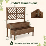 Tangkula 2-Tier Wooden Raised Garden Bed with Trellis
