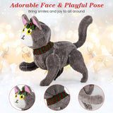 Tangkula 23 Inches Christmas Decoration, Pre-lit 88 LED Light Up 3D Cute Cat with Warm White Light and Plug
