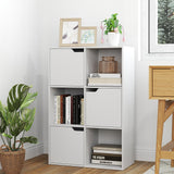 Tangkula 6-Cube Bookcase, Toys Storage Bookshelf w/3 Doors & 3 Open Cubes (White, 6-Cube)
