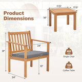 Tangkula 3 Pieces Patio Wood Furniture Set