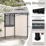 Tangkula 11 x 5 FT Grill Gazebo with Side Awning, 2-Tier Barbecue Gazebo with 2 Shelves, 12 Hanging Hooks