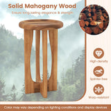 Tangkula Outdoor Side Table 14” Mahogany Accent Table with Round Tray Top