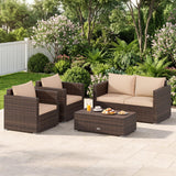 Tangkula 4/8 Pieces Patio Rattan Conversation Set for Garden Yard Balcony