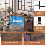 Tangkula 63" Reversible L Shaped Desk with Storage Drawers & Monitor Stand | Power Outlet