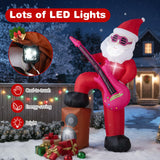 Tangkula 8.4 ft Inflatable Santa Claus Playing Guitar for Christmas