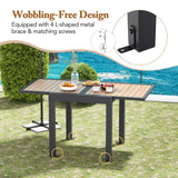 Tangkula 31.5”-63” Extendable Patio Table, Outdoor Aluminum Table for 4-6 People (Natural, 63")